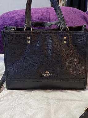 Coach Black Leather Satchel with Gold Hardware
